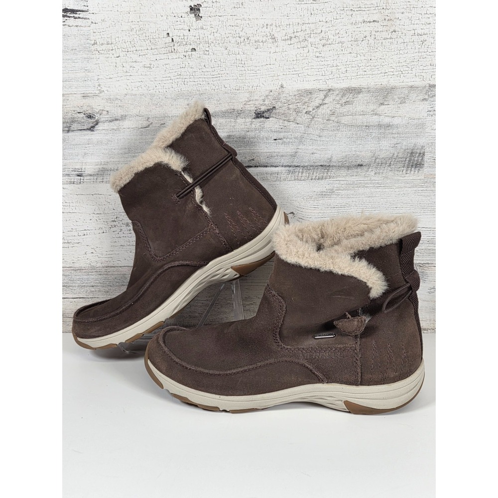 Merrell Tremblant Boots Women's 10 Brown Pull-On Polar Waterproof Faux Fur Lined